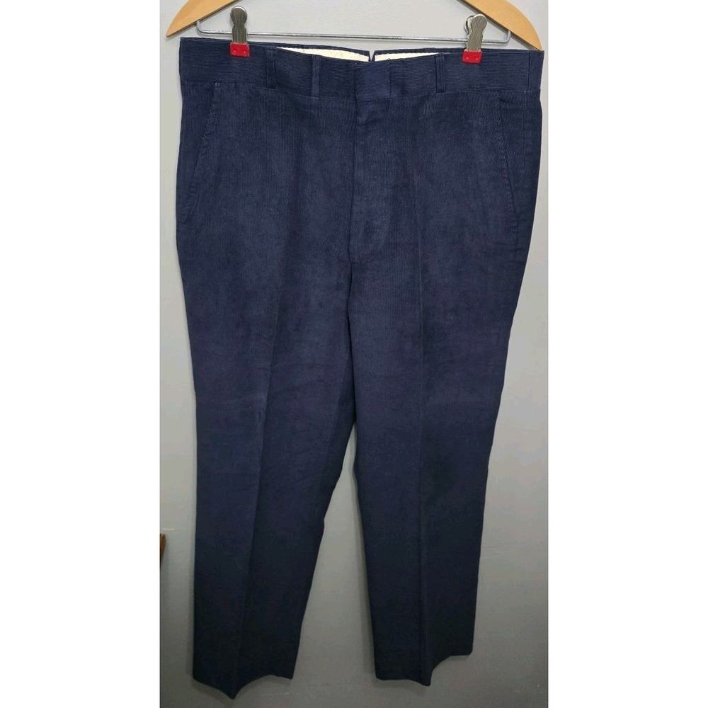 Corbin Corduroy Pants Men's 32 X 31 Navy Blue Flat Front Slash Pocket Spicebox